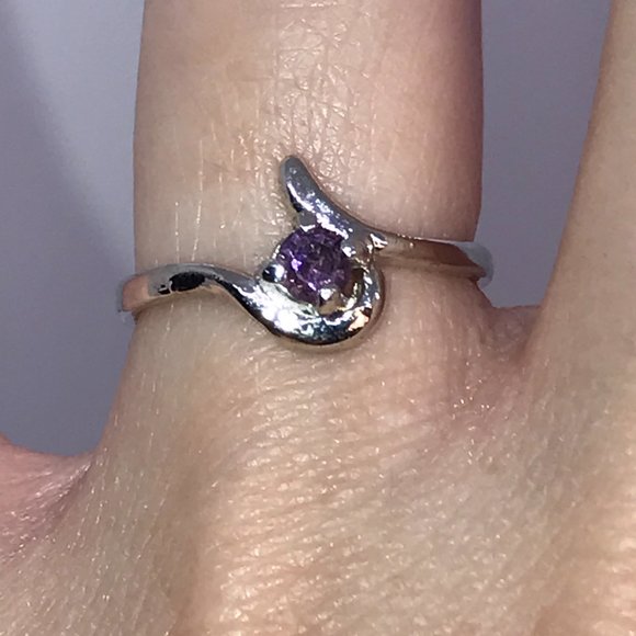 Amethyst Cz Purple U Shaped Ring, Size 5 1/2 - Picture 7 of 8
